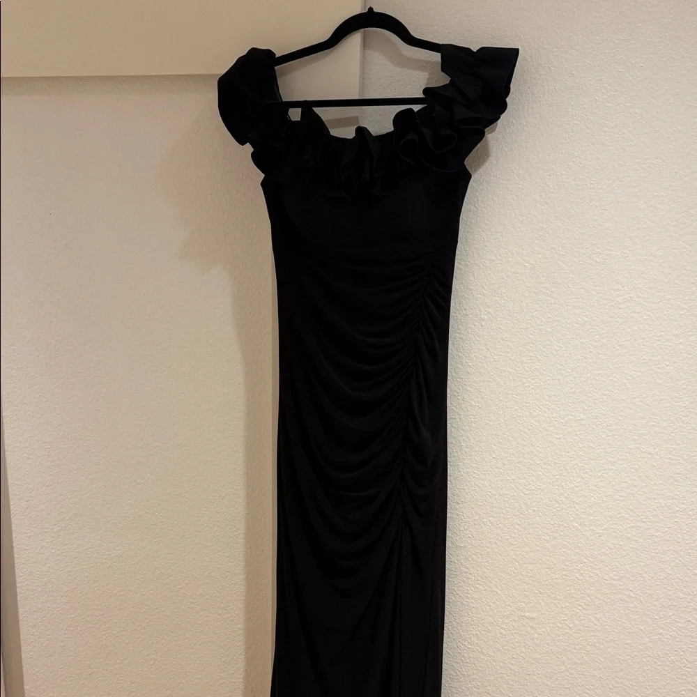 Xscape Black Strapless Ruffle Dress - Picture 3 of 10